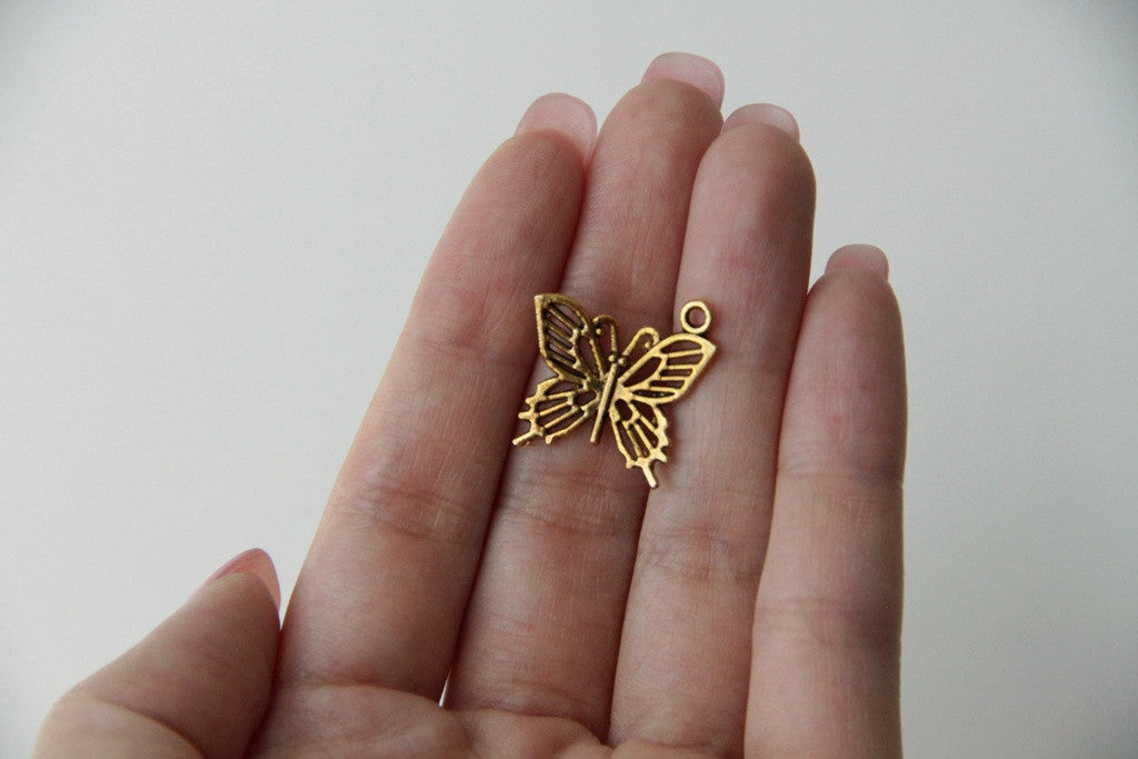 Charm - Butterfly, Antique Gold - KEY Handmade
 - 2
