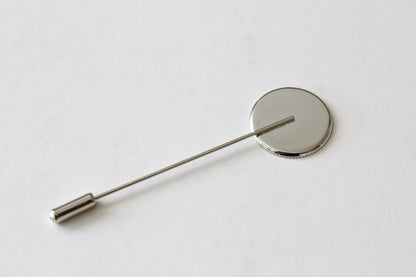 Lapel Pin Hardware - 65mm Long, 20mm Setting with Serrated Edge, Metal, Silver