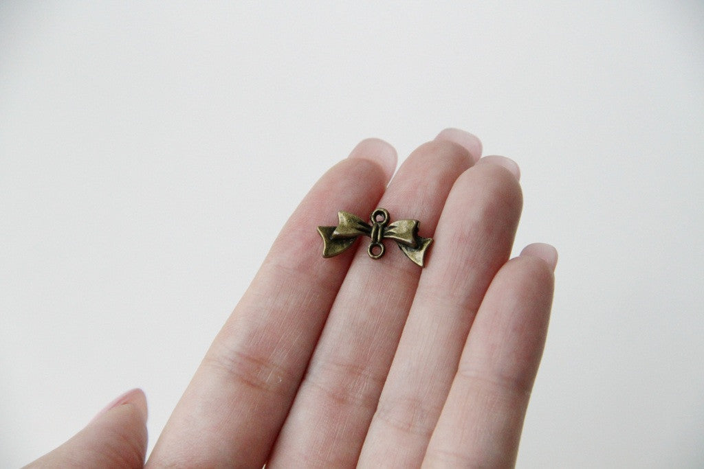 Connector - Ribbon Bow, Antique Brass - KEY Handmade
 - 2