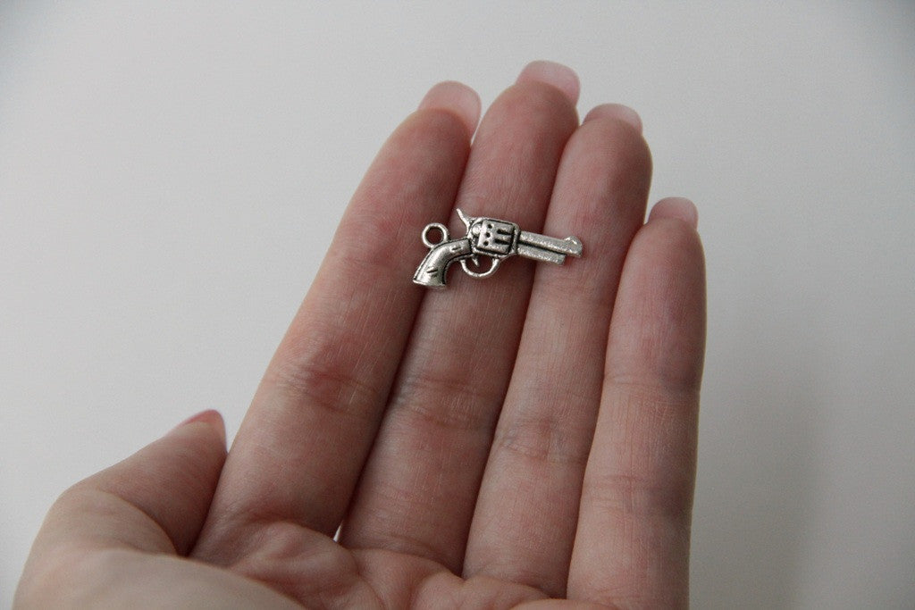 Charm - Gun, Antique Silver - KEY Handmade
 - 2