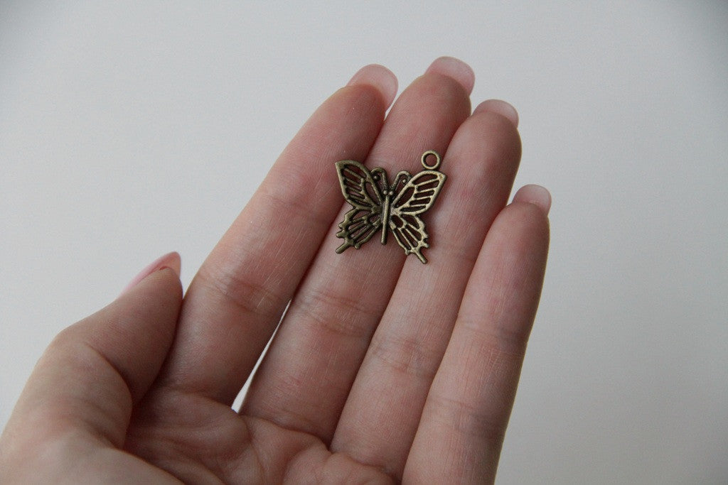 Charm - Butterfly, Antique Brass - KEY Handmade
 - 2
