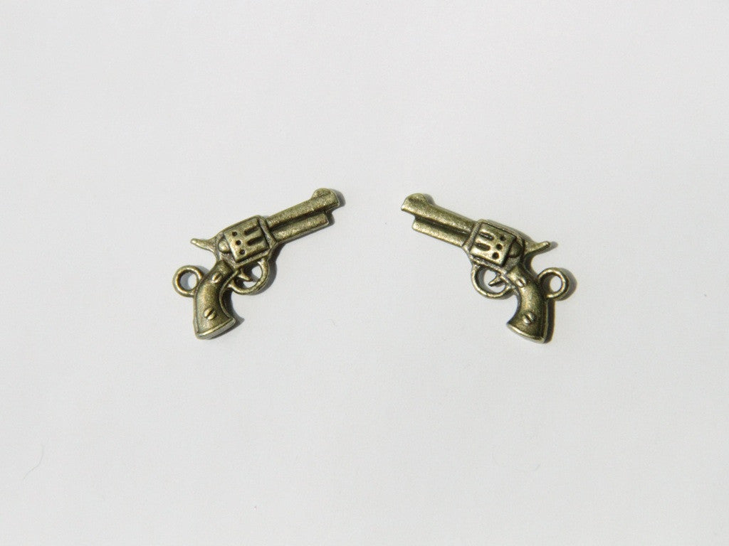 Charm - Gun, Antique Brass - KEY Handmade
 - 1