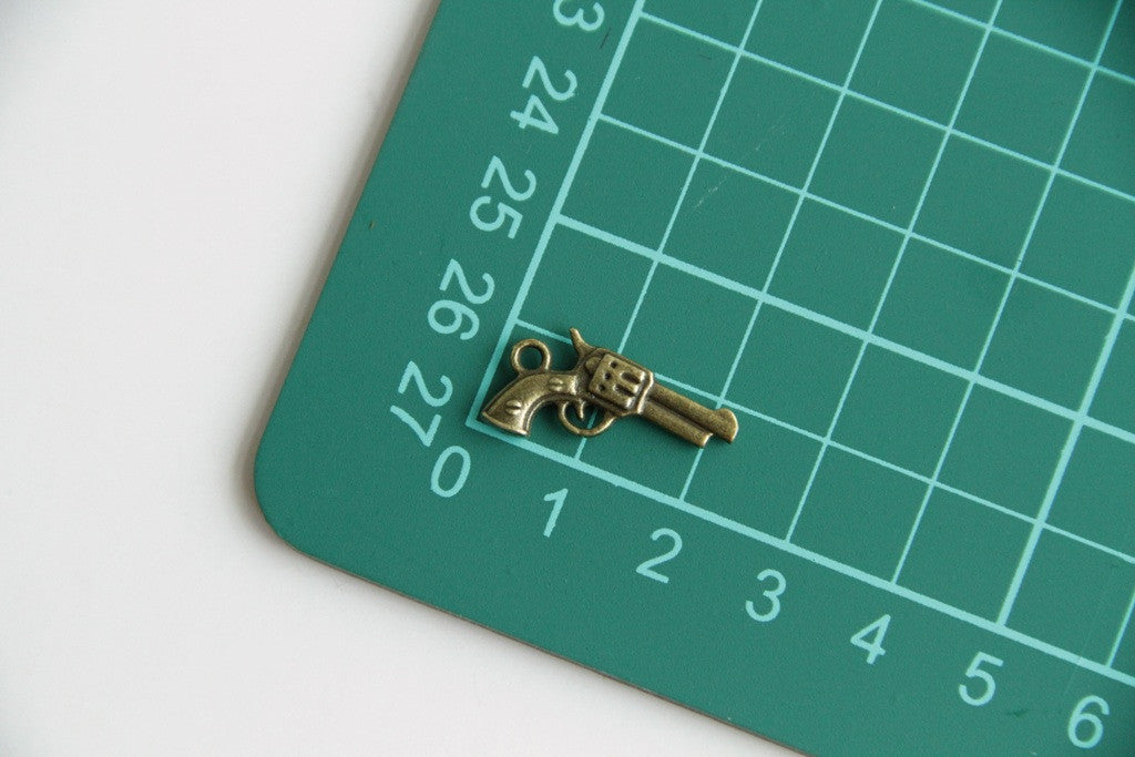 Charm - Gun, Antique Brass - KEY Handmade
 - 3
