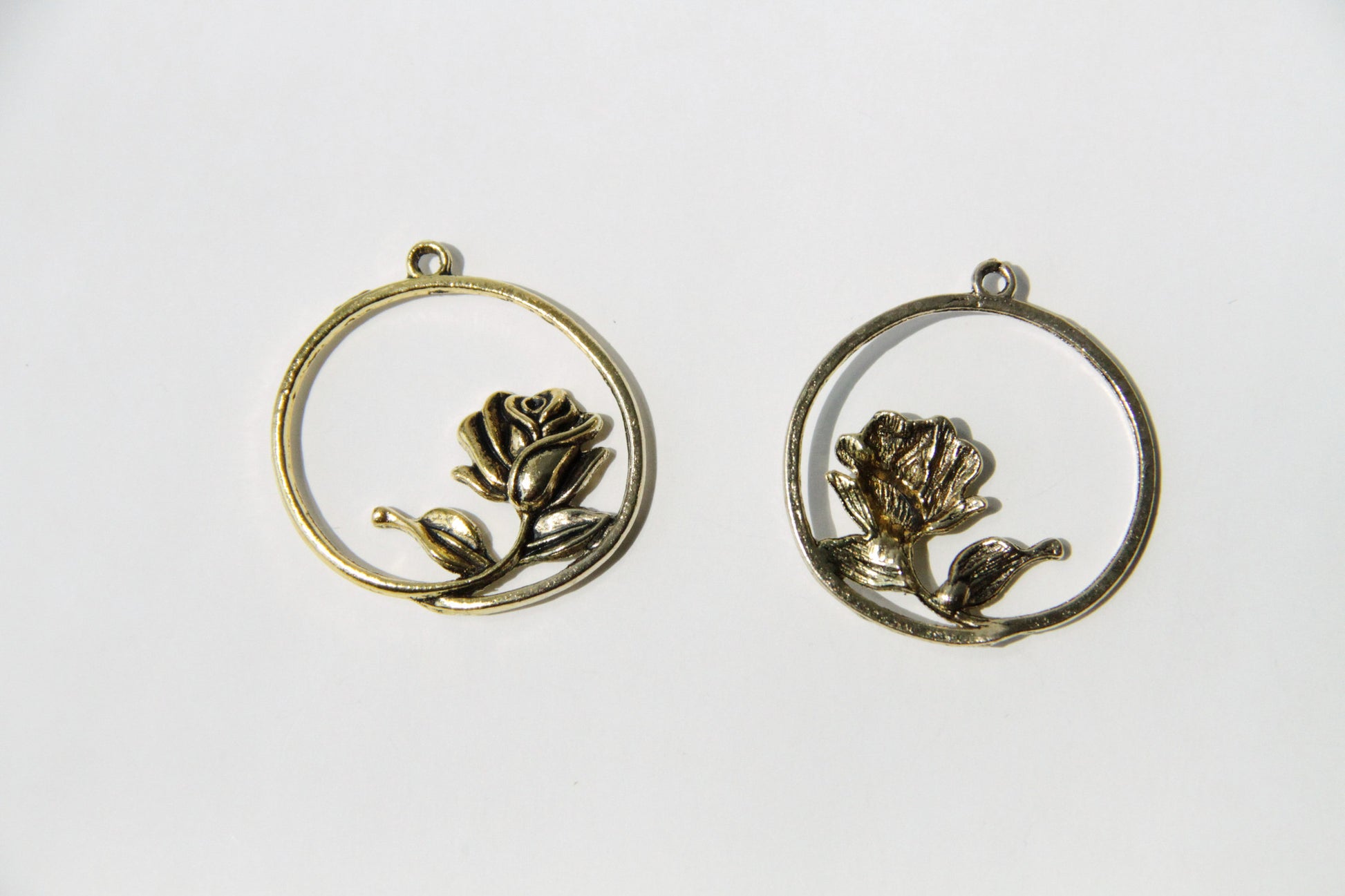 Charm - Rose, Antique Gold - KEY Handmade
 - 1