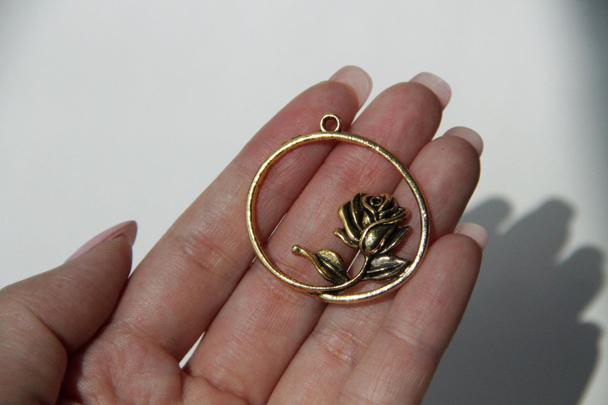 Charm - Rose, Antique Gold - KEY Handmade
 - 2