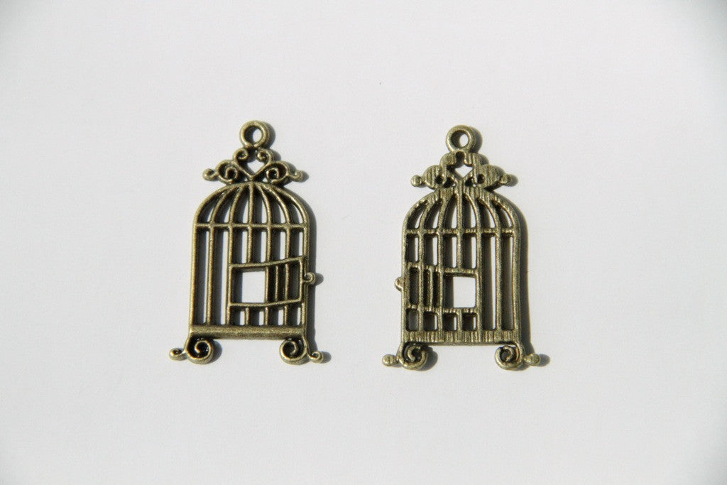 Charm - Bird Cage, Antique Brass - KEY Handmade
 - 1
