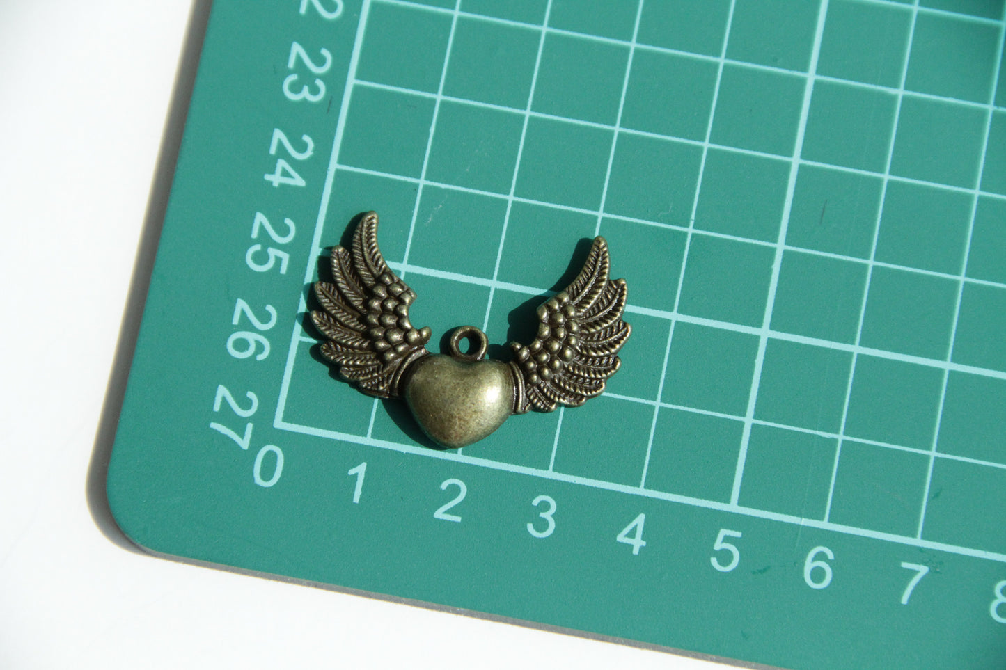 Charm - Heart on Wings, Antique Brass - KEY Handmade
 - 3
