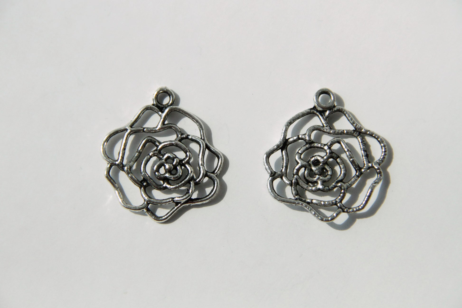 Charm - Rose, Antique Silver - KEY Handmade
 - 1