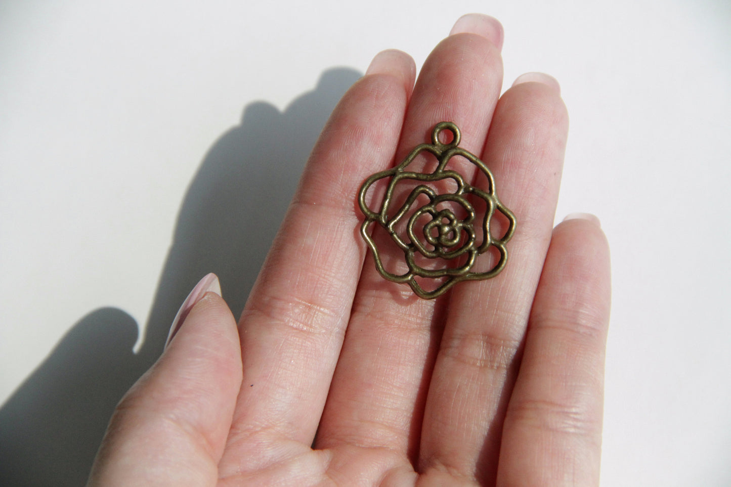 Charm - Rose, Antique Brass - KEY Handmade
 - 2