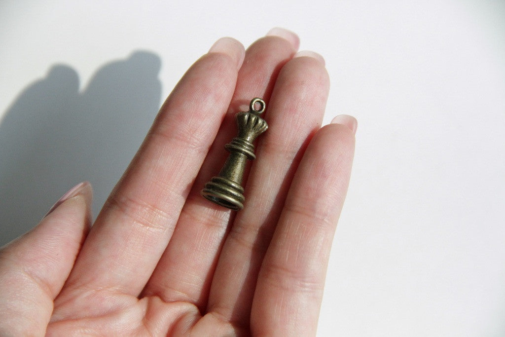 Charm - Chess Piece, Antique Brass - KEY Handmade
 - 2