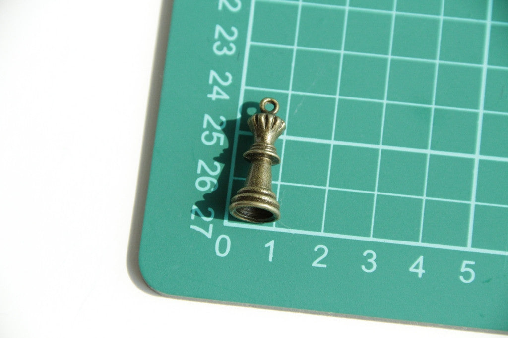 Charm - Chess Piece, Antique Brass - KEY Handmade
 - 3