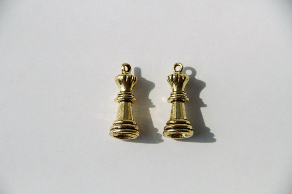 Charm - Chess Piece, Antique Gold - KEY Handmade
 - 1