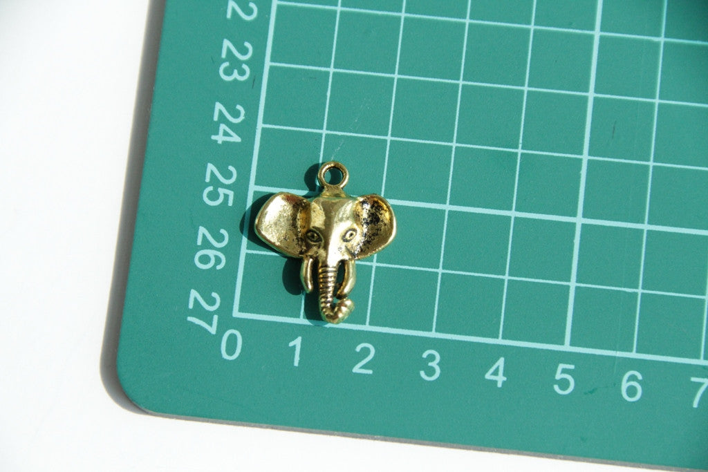 Charm - Elephant, Antique Gold