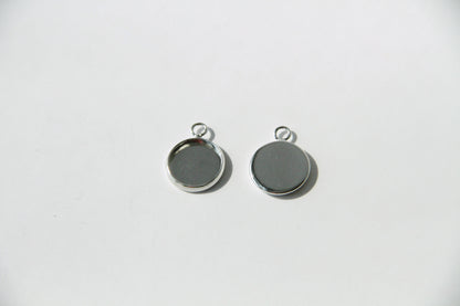 Cabochon Setting- 12mm, Blank Tray Pendant, Silver - KEY Handmade
 - 1