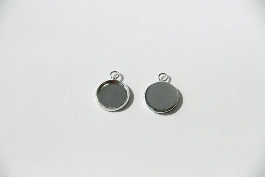 Cabochon Setting- 12mm, Blank Tray Pendant, Silver - KEY Handmade
 - 1
