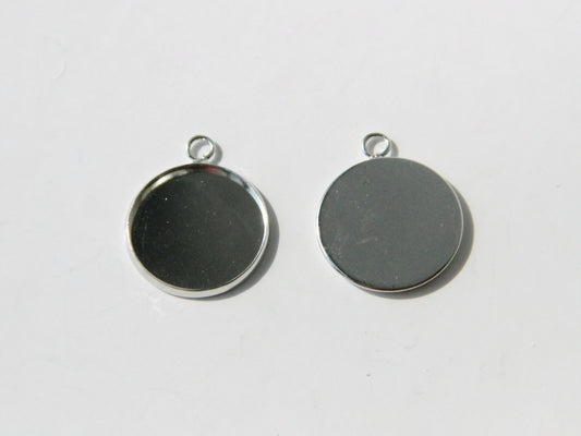 Cabochon Setting- 18mm, Blank Tray Pendant, Silver - KEY Handmade
 - 1