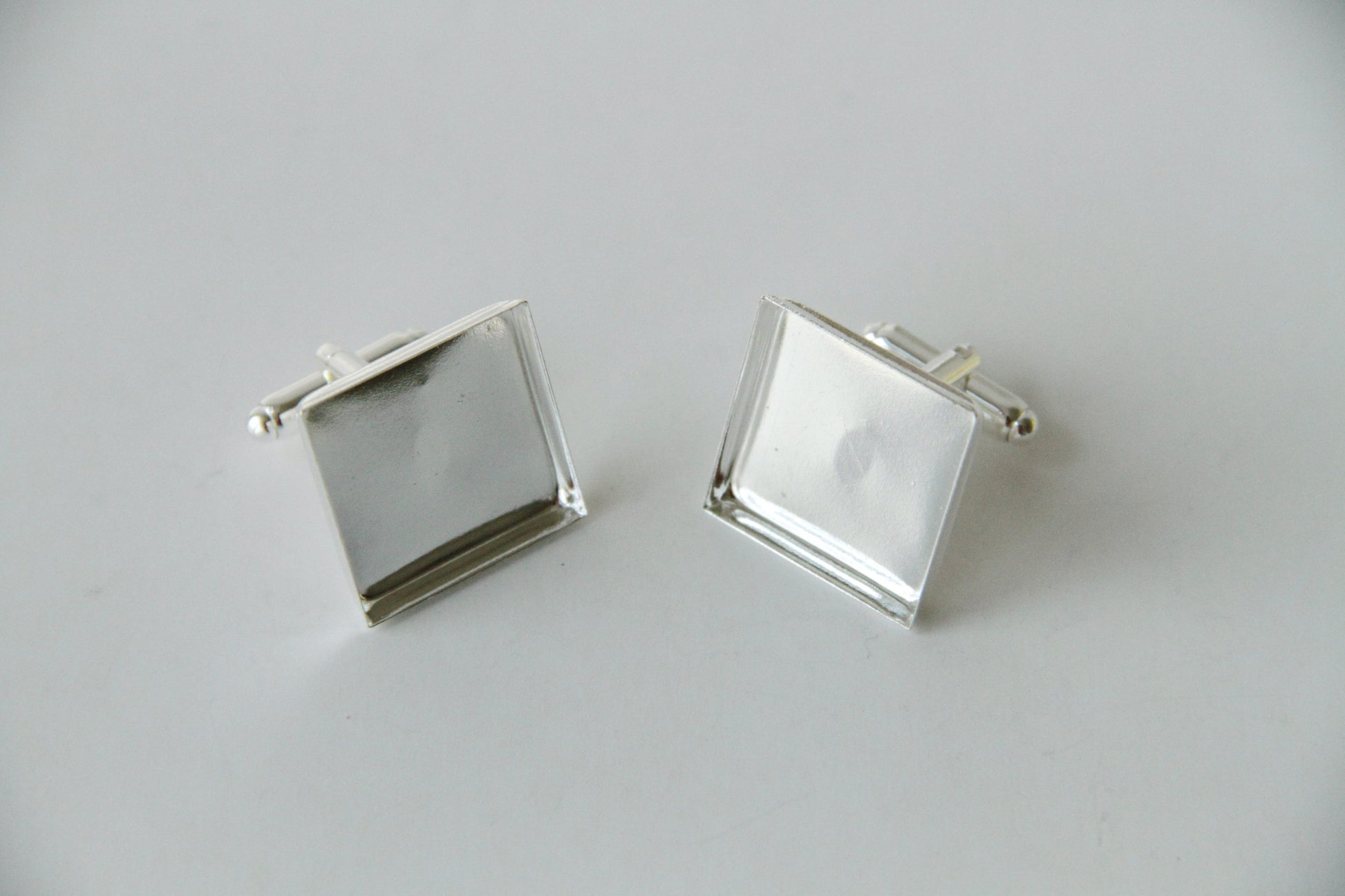 Cufflink Blank Hardware - 20mm, Square Cabochon Setting - KEY Handmade
 - 1