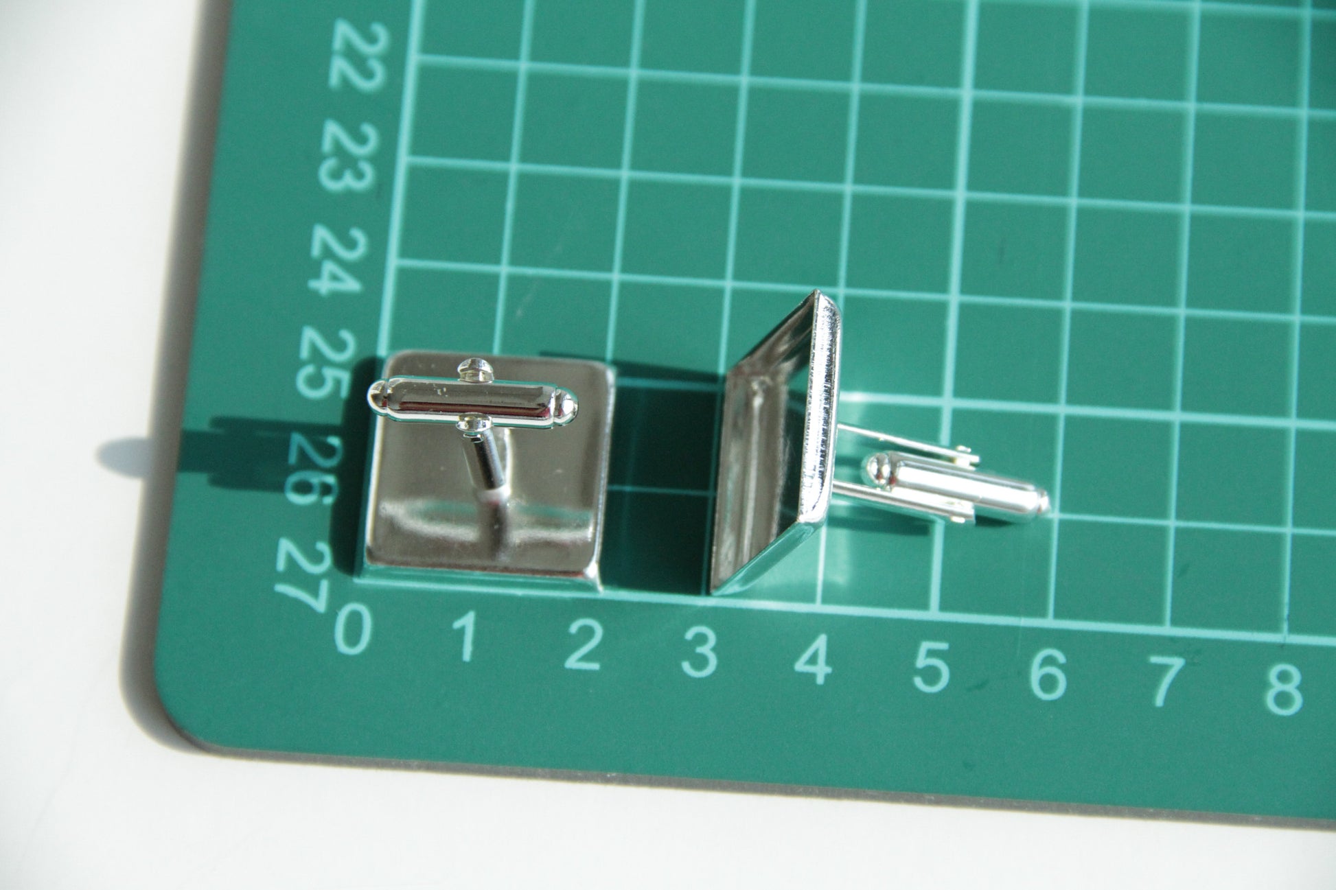 Cufflink Blank Hardware - 20mm, Square Cabochon Setting - KEY Handmade
 - 2