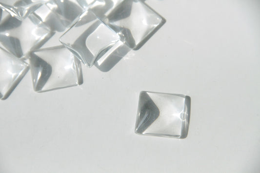Cabochon Glass Bead - 20mm, Square Dome Flatback, Clear Trasparent - KEY Handmade
 - 1