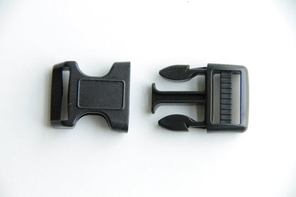 Side Press Release Curved Buckle - 3/4 inch, Plastic Heavy Duty, Black - KEY Handmade
 - 3