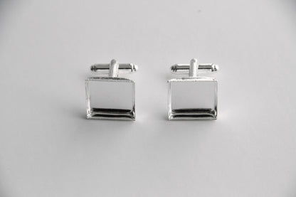 Cufflink Blank Hardware - 16mm, Square Cabochon Setting - KEY Handmade
 - 1