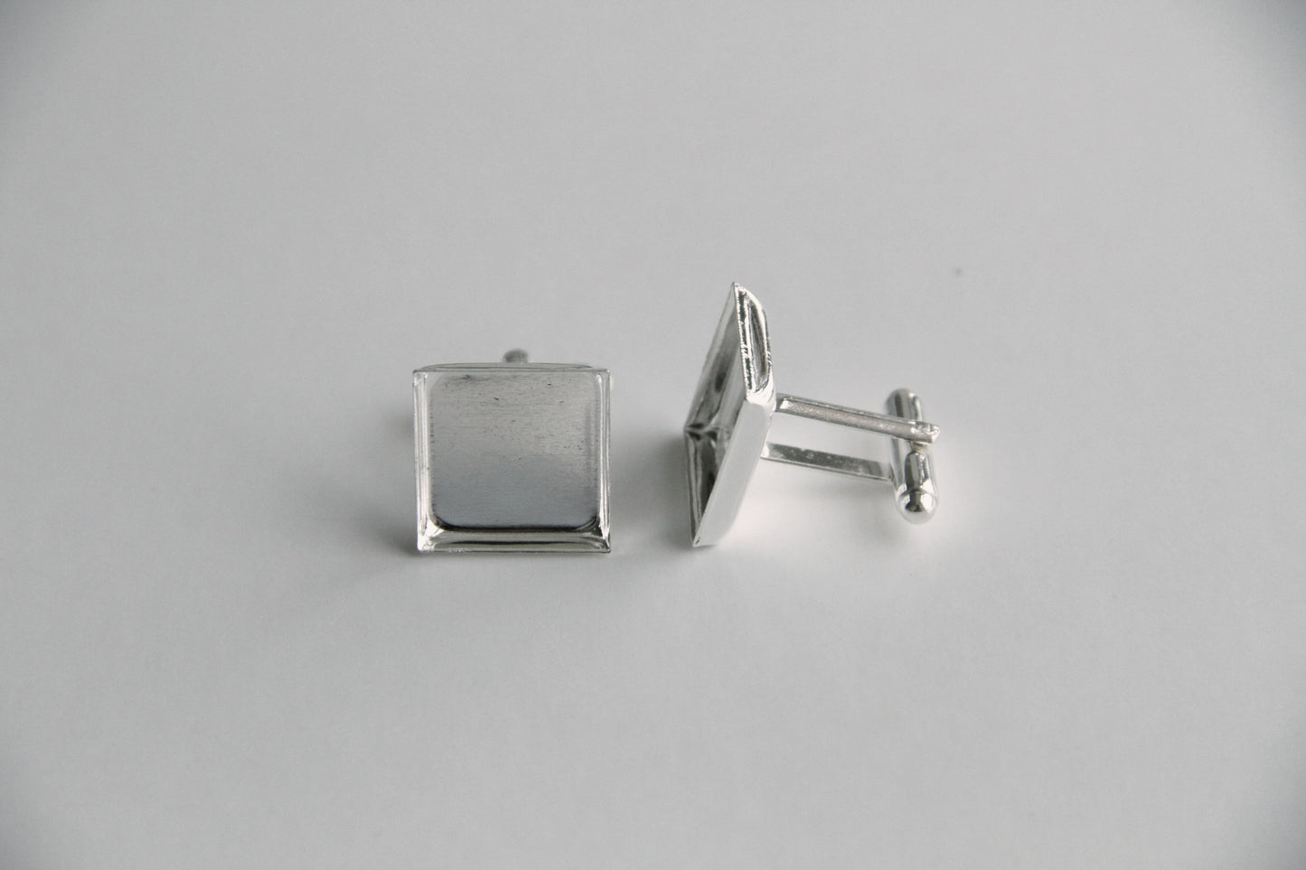 Cufflink Blank Hardware - 16mm, Square Cabochon Setting - KEY Handmade
 - 2