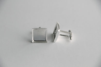 Cufflink Blank Hardware - 16mm, Square Cabochon Setting - KEY Handmade
 - 2