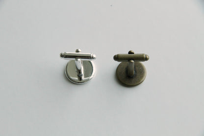 Cufflink Blank Hardware - 14mm, Round Cabochon Setting.