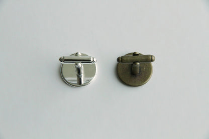 Cufflink Blank Hardware - 16mm, Round Cabochon Setting.