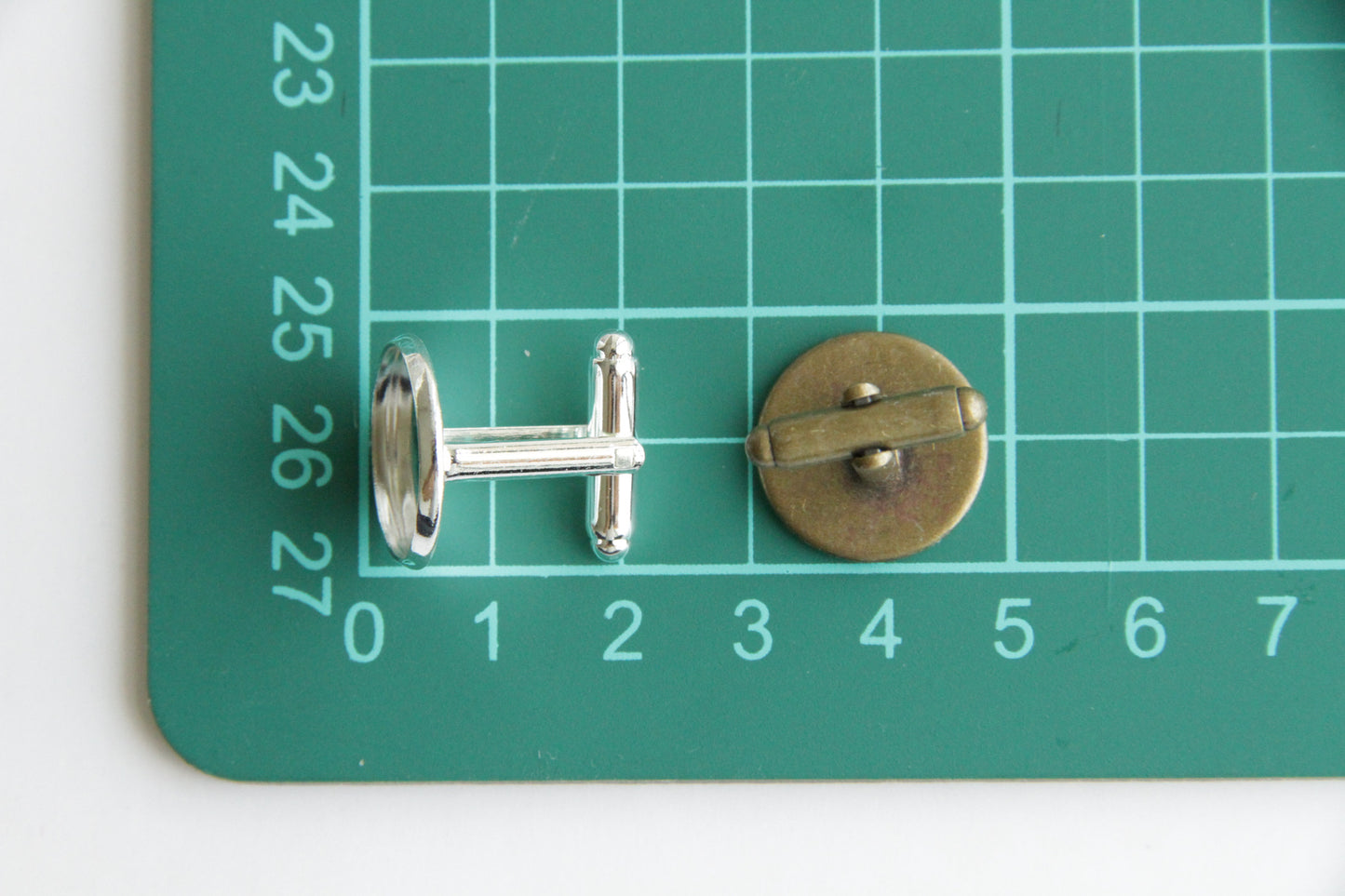 Cufflink Blank Hardware - 16mm, Round Cabochon Setting.