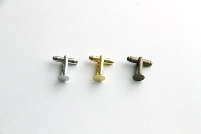 Cufflink Blank Hardware - 8mm, Flat Glue Pad.