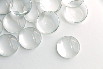 Cabochon Glass Bead - 25mm, Round Dome Flatback, Clear Trasparent - KEY Handmade
 - 1