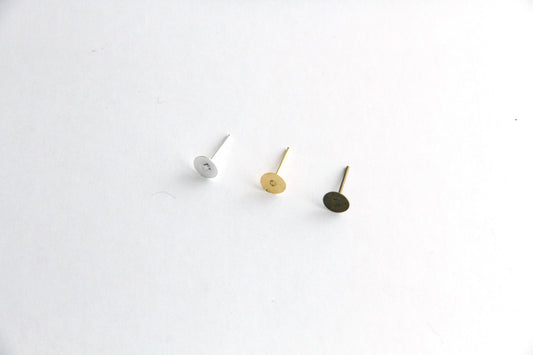 Earring Post - 6mm Flat Glue Pad - KEY Handmade
 - 1