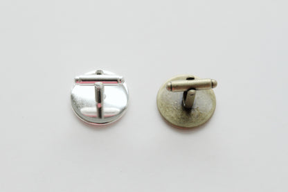 Cufflink Blank Hardware - 20mm, Round Cabochon Setting - KEY Handmade
 - 2