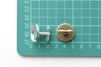 Cufflink Blank Hardware - 20mm, Round Cabochon Setting - KEY Handmade
 - 3