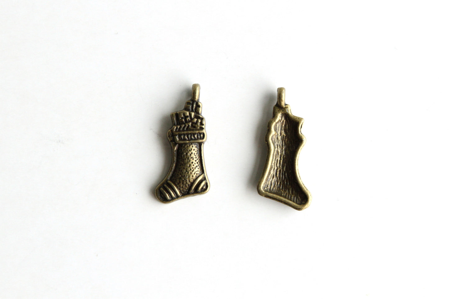 Charm - Christmas Stocking, Antique Brass - KEY Handmade
 - 1