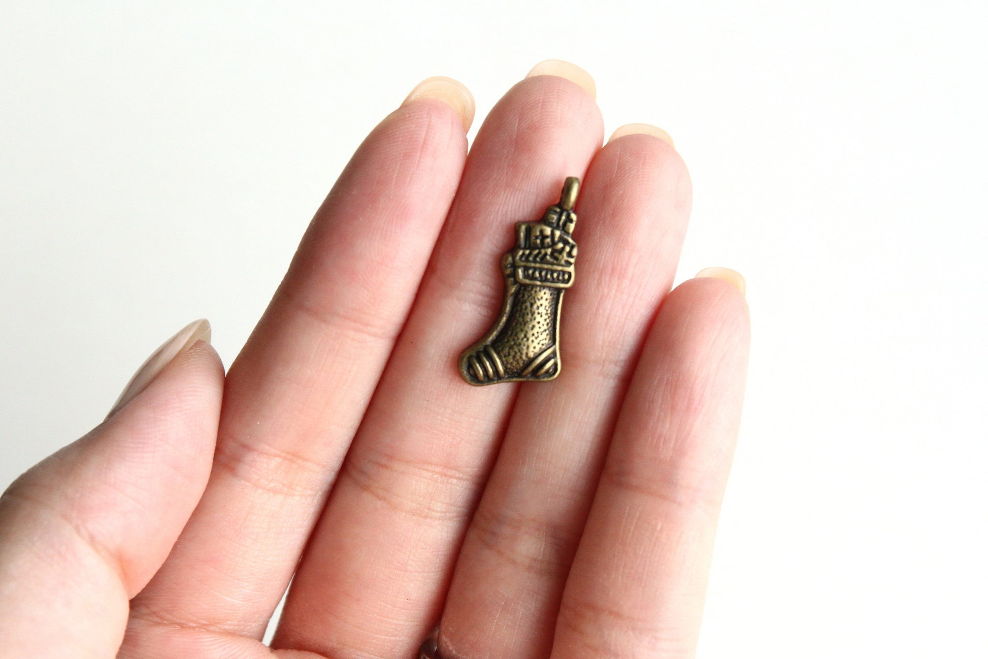 Charm - Christmas Stocking, Antique Brass - KEY Handmade
 - 2
