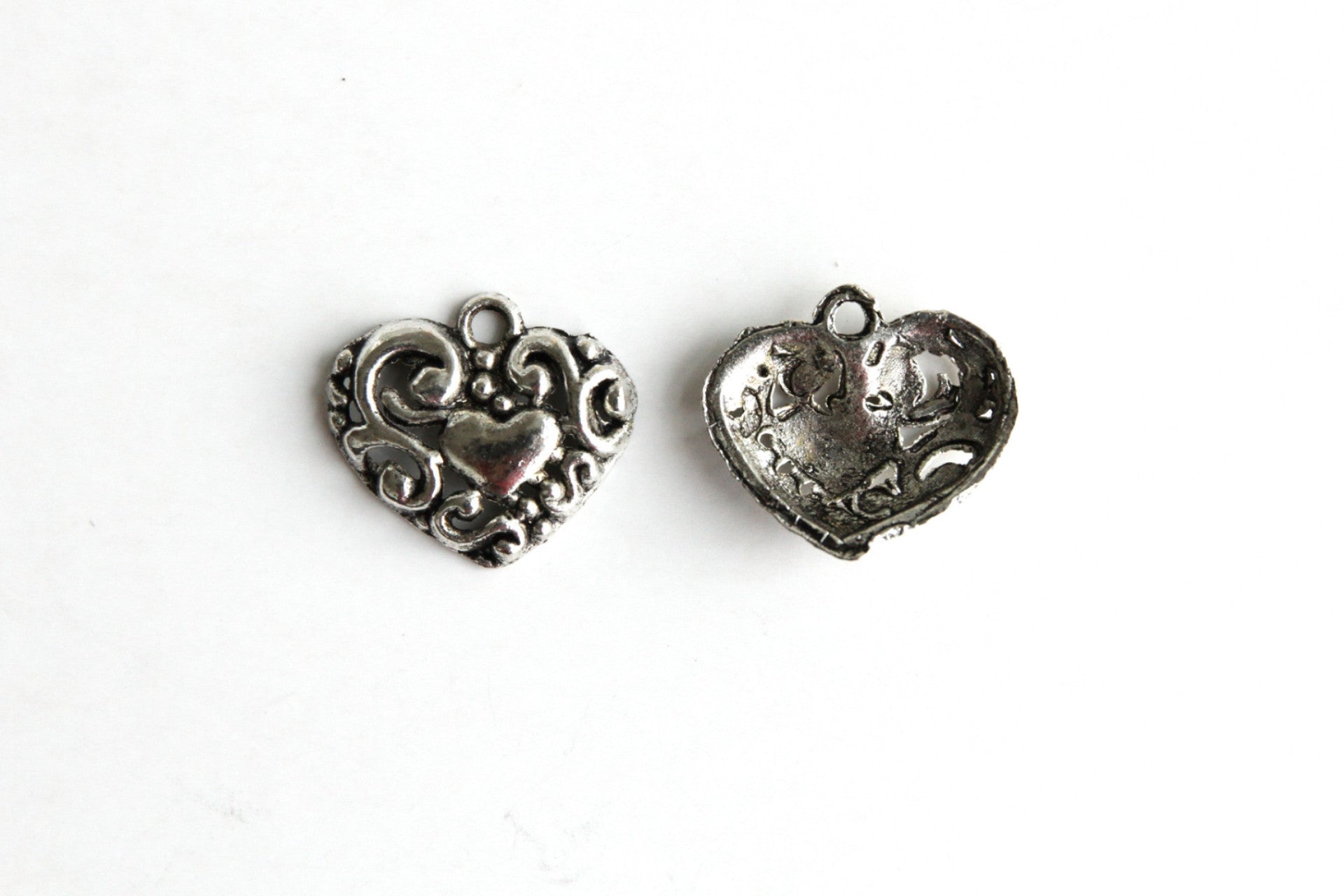 Charm - Heart, Antique Silver - KEY Handmade
 - 1
