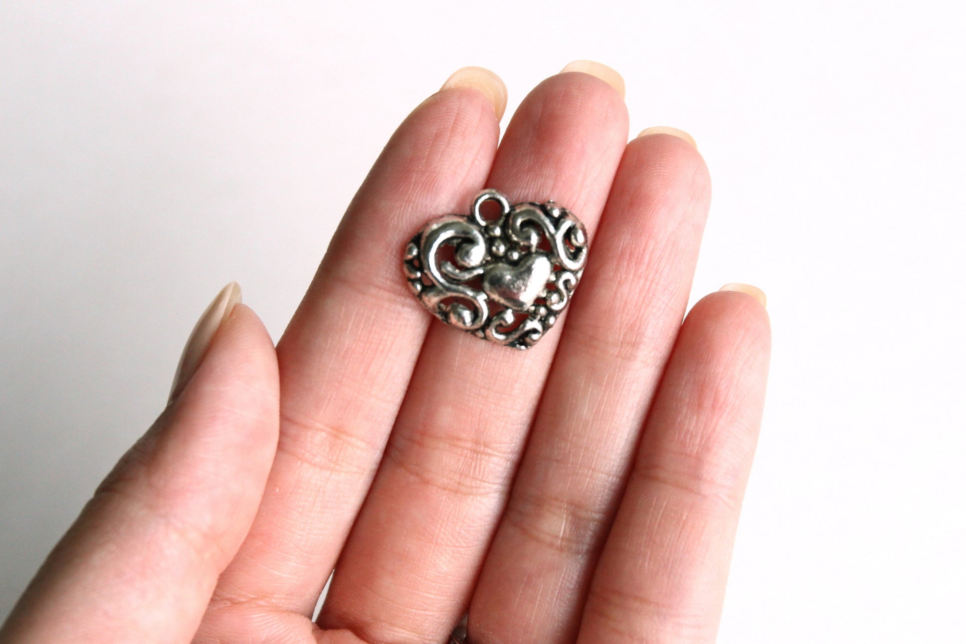 Charm - Heart, Antique Silver - KEY Handmade
 - 2