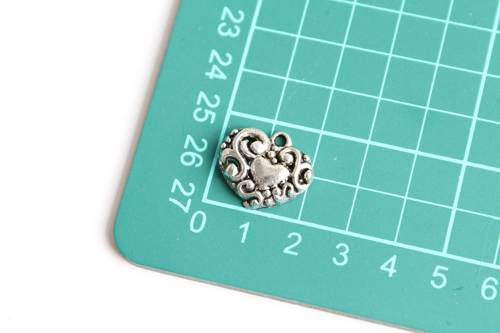 Charm - Heart, Antique Silver - KEY Handmade
 - 3