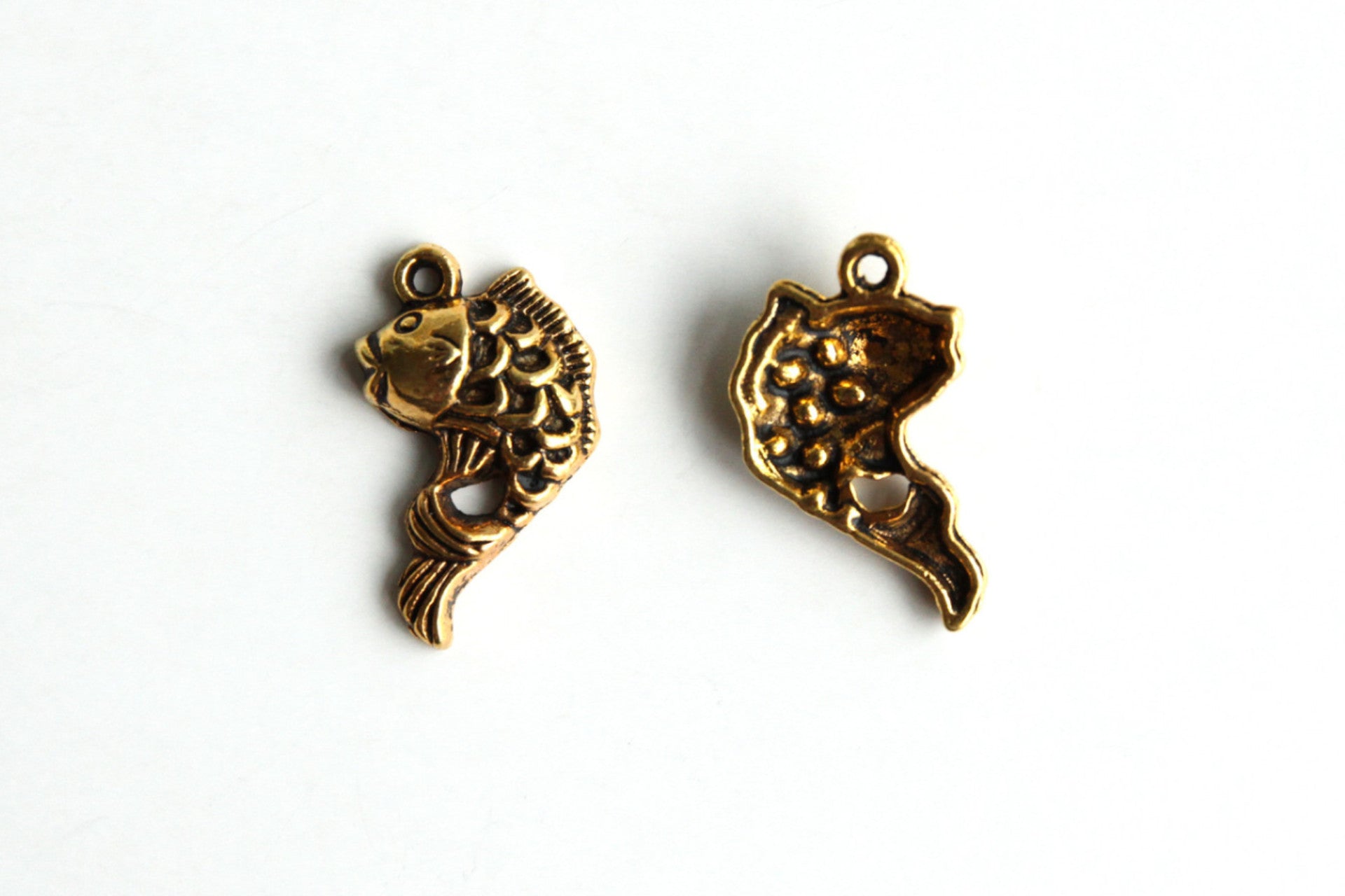 Charm - Koi Fish, Antique Gold - KEY Handmade
 - 1