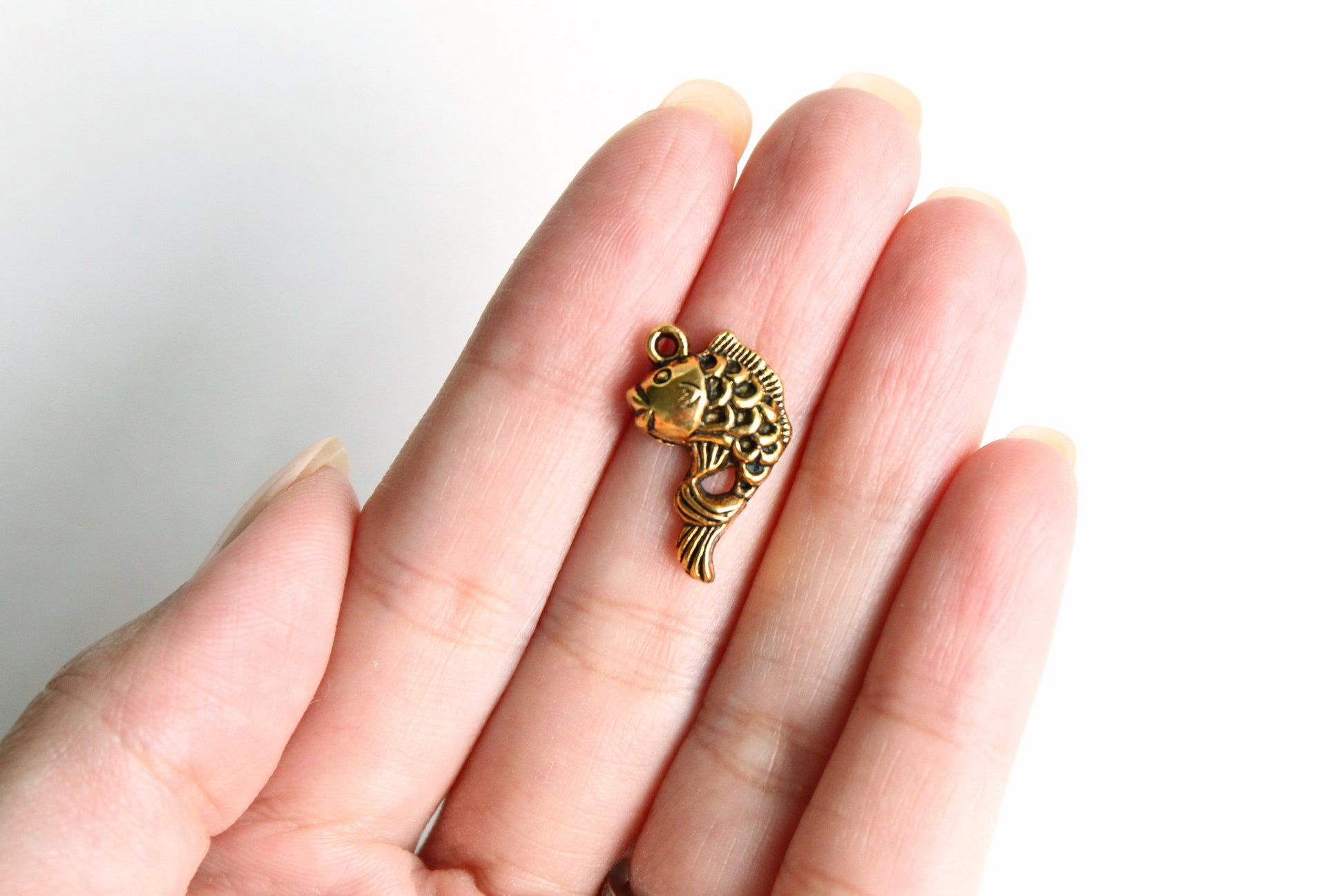 Charm - Koi Fish, Antique Gold - KEY Handmade
 - 2