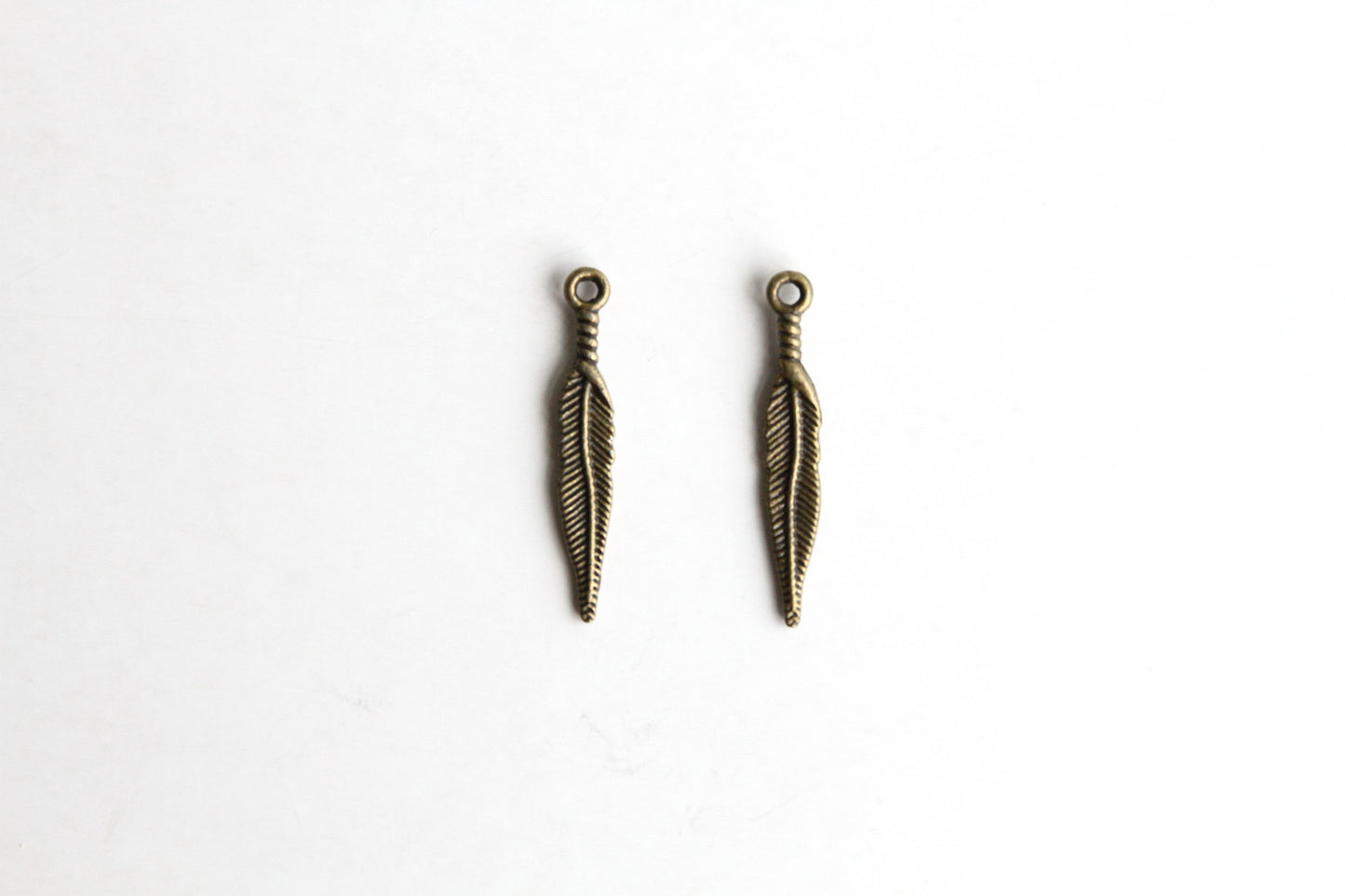 Charm - Feather, Antique Brass - KEY Handmade
 - 1