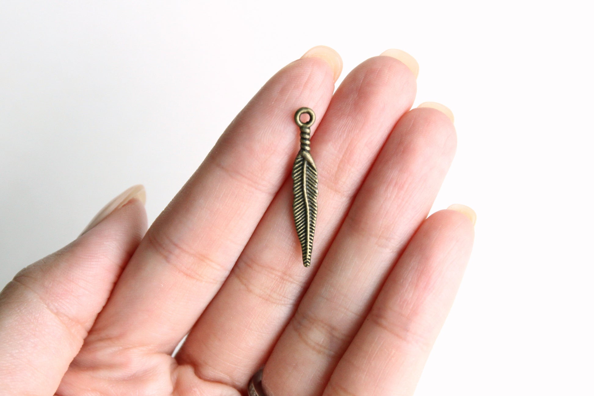 Charm - Feather, Antique Brass - KEY Handmade
 - 2