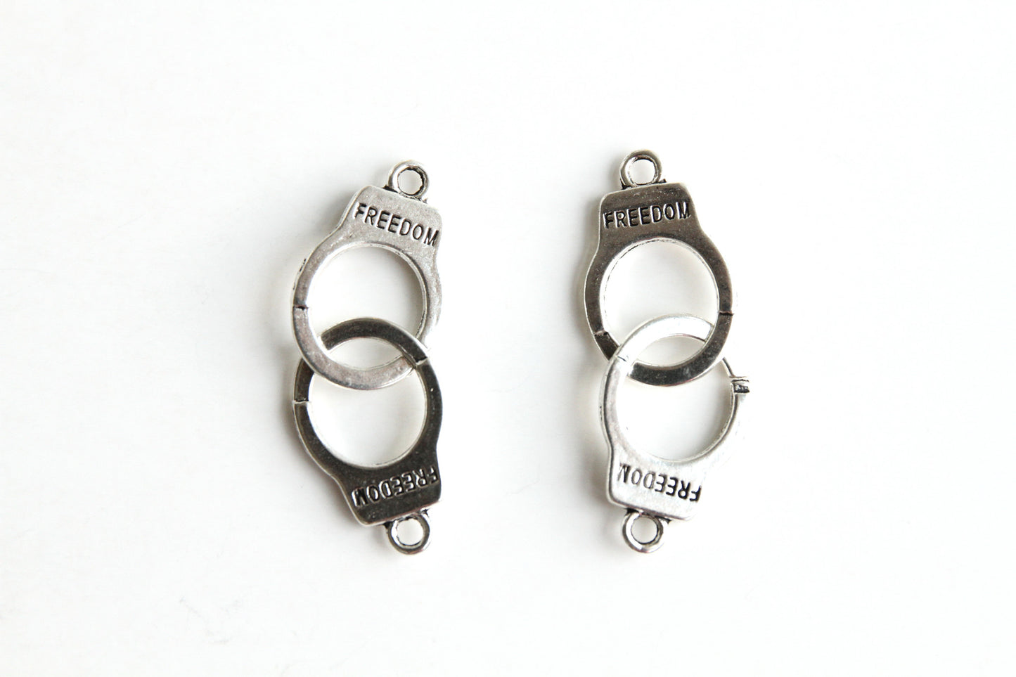 Charm - Handcuffs, Antique Silver - KEY Handmade
 - 1