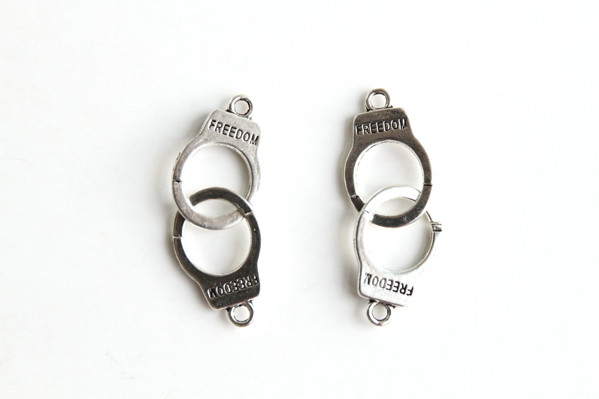 Charm - Handcuffs, Antique Silver - KEY Handmade
 - 1