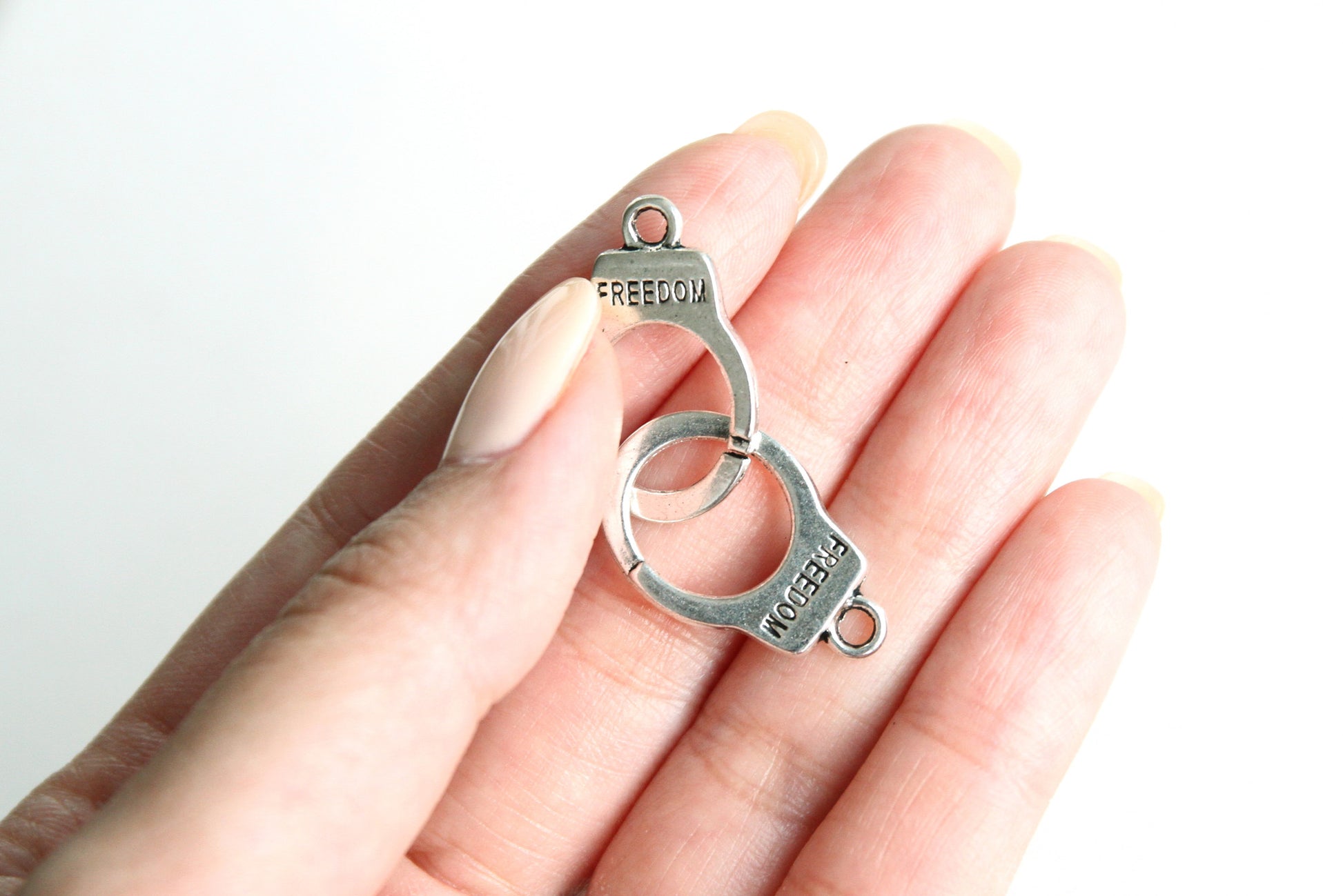 Charm - Handcuffs, Antique Silver - KEY Handmade
 - 2