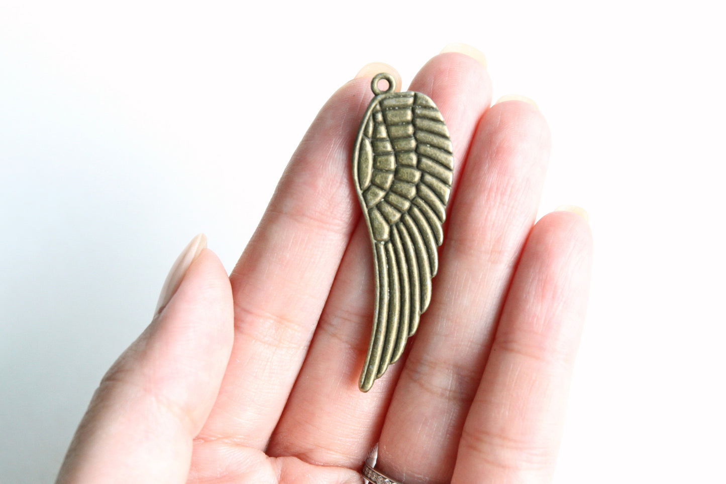 Charm - Feather Wing, Antique Brass