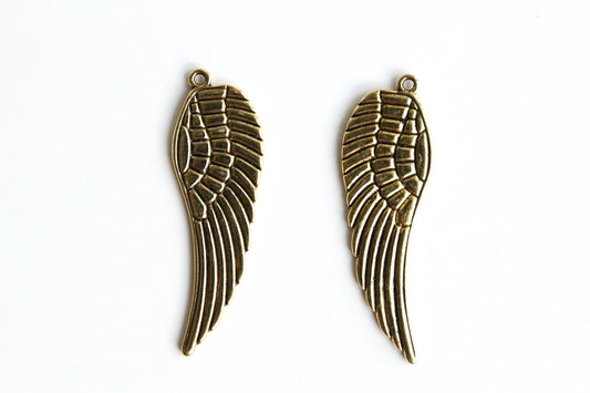 Charm - Feather Wing, Antique Gold - KEY Handmade
 - 1