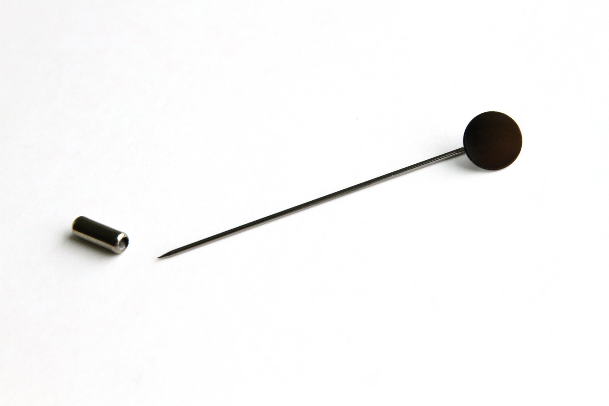 Lapel Pin Hardware - 65mm Long, 10mm Flat Pad, Metal, Black - KEY Handmade
 - 2